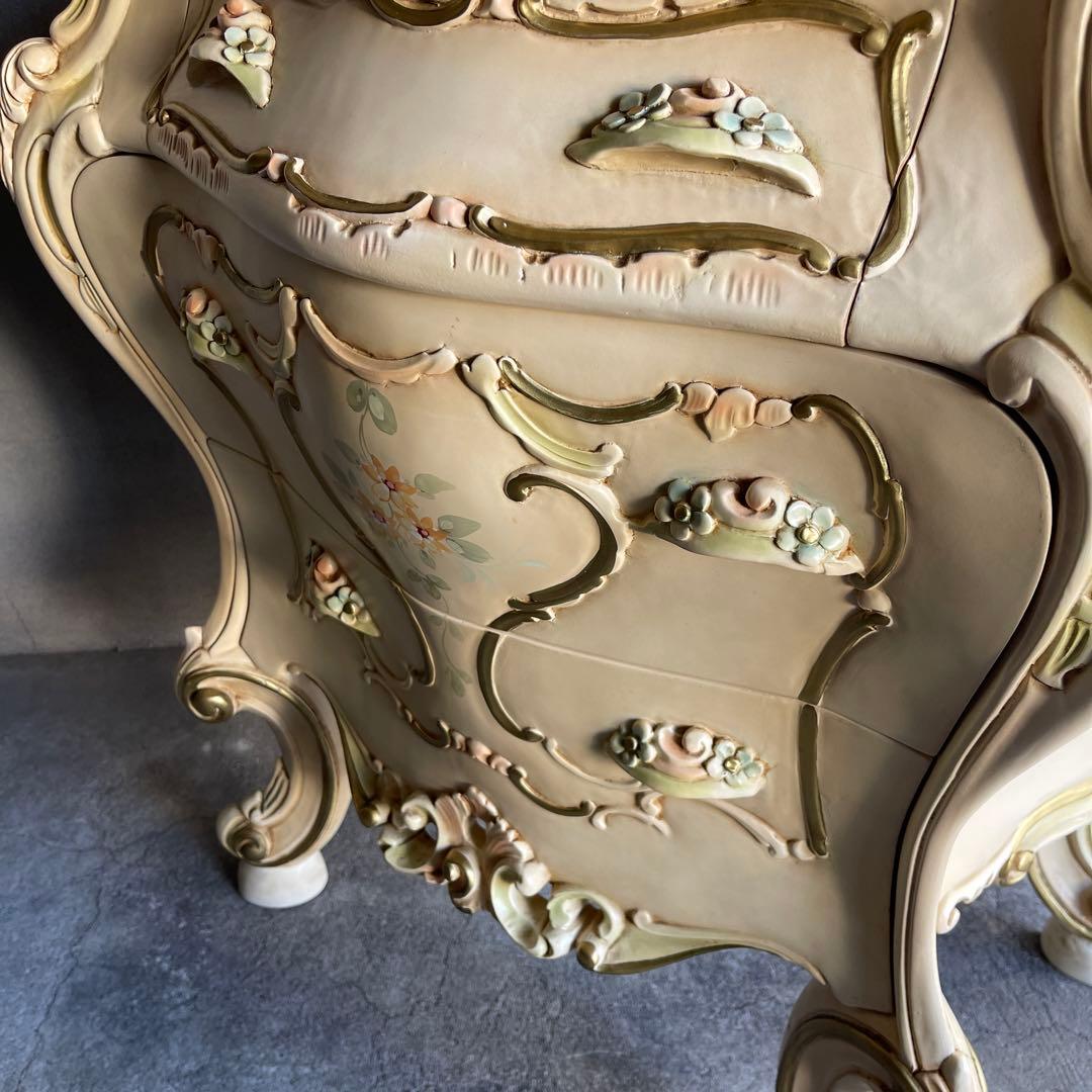 ナイトテーブル3段チェストロココ様式姫系オールドビンテージ