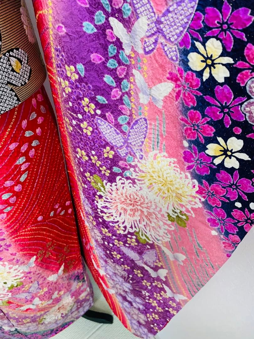 振袖フルセット絞り刺繍金通し可憐な花振袖正絹金糸