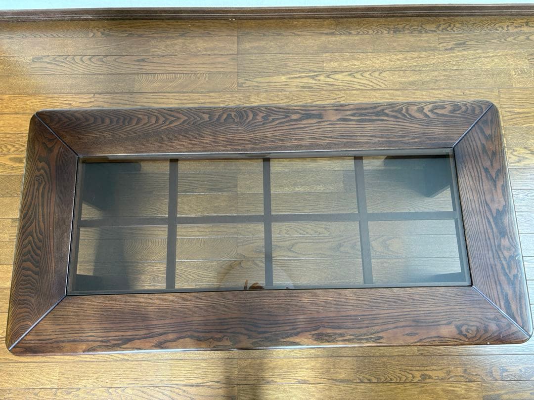 木製ガラス天板座卓 センターテーブル ローテーブル