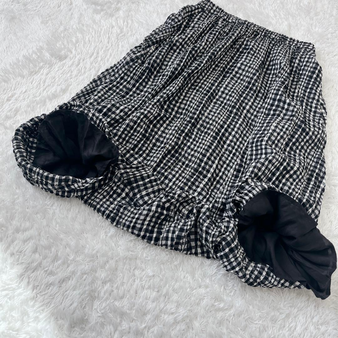 【極美品】センソユニコ芽風 サルエルパンツ シルク混 ギンガムチェック 変形