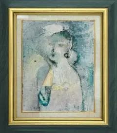 油絵 菅家令子 絵 絵画インテリア 額付(白) uF6-071802 人物 女性