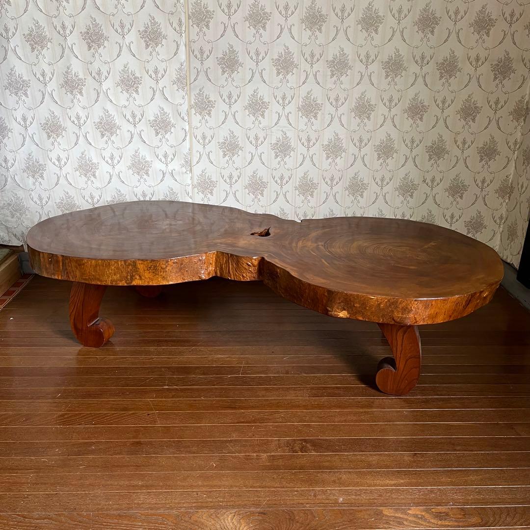 昭和レトロ 銘木 欅 座卓 ちゃぶ台 大型センターテーブル 古家具 古