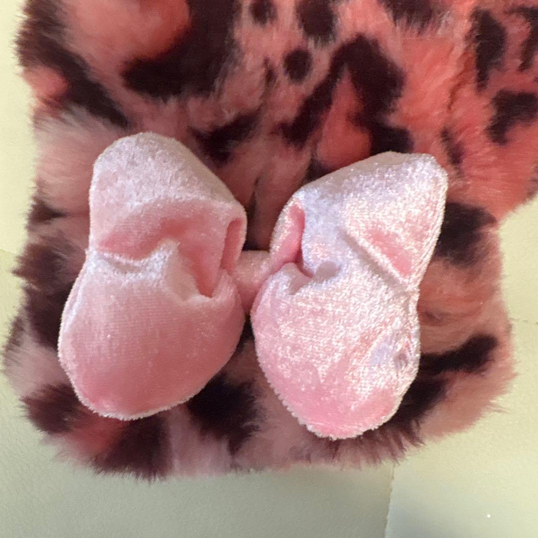 ミニーマウス風ヒョウ柄ファー帽子 - メルカリ