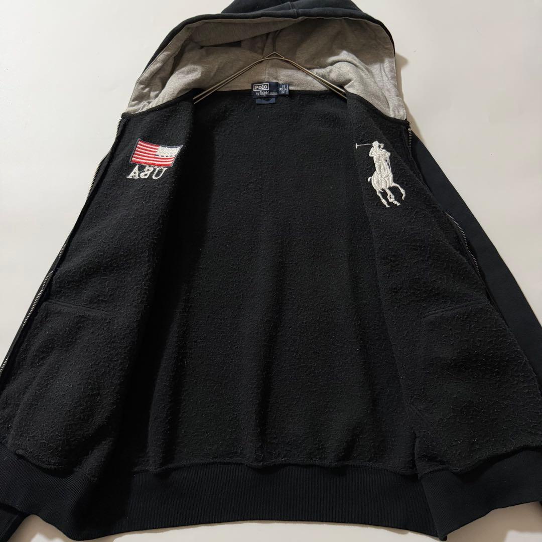 90s ポロバイラルフローレン ビッグポニー 星条旗 USA ジップパーカー M
