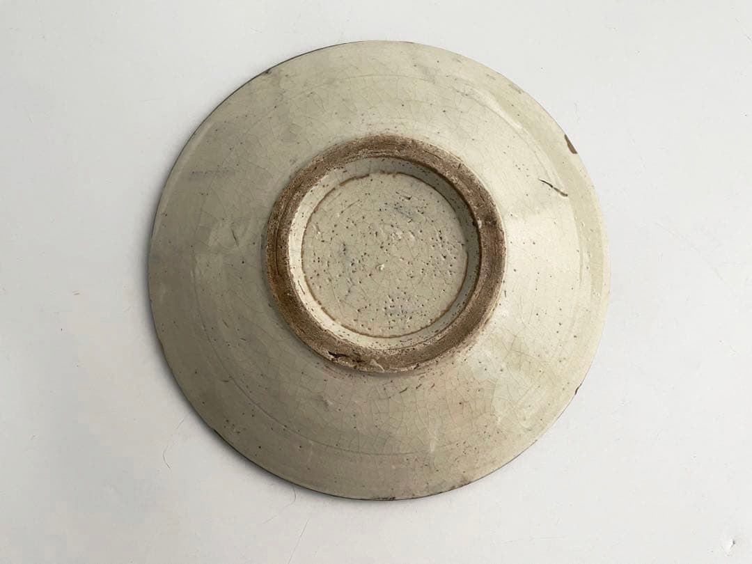 骨董 アンティーク 瀬戸 七寸皿 絵瀬戸 紅葉文様 石皿