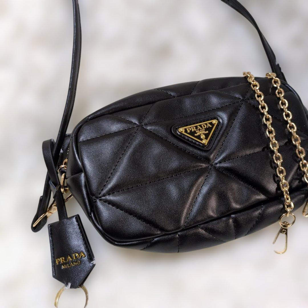 ブラック ショルダーバッグ キルティングノベルティ