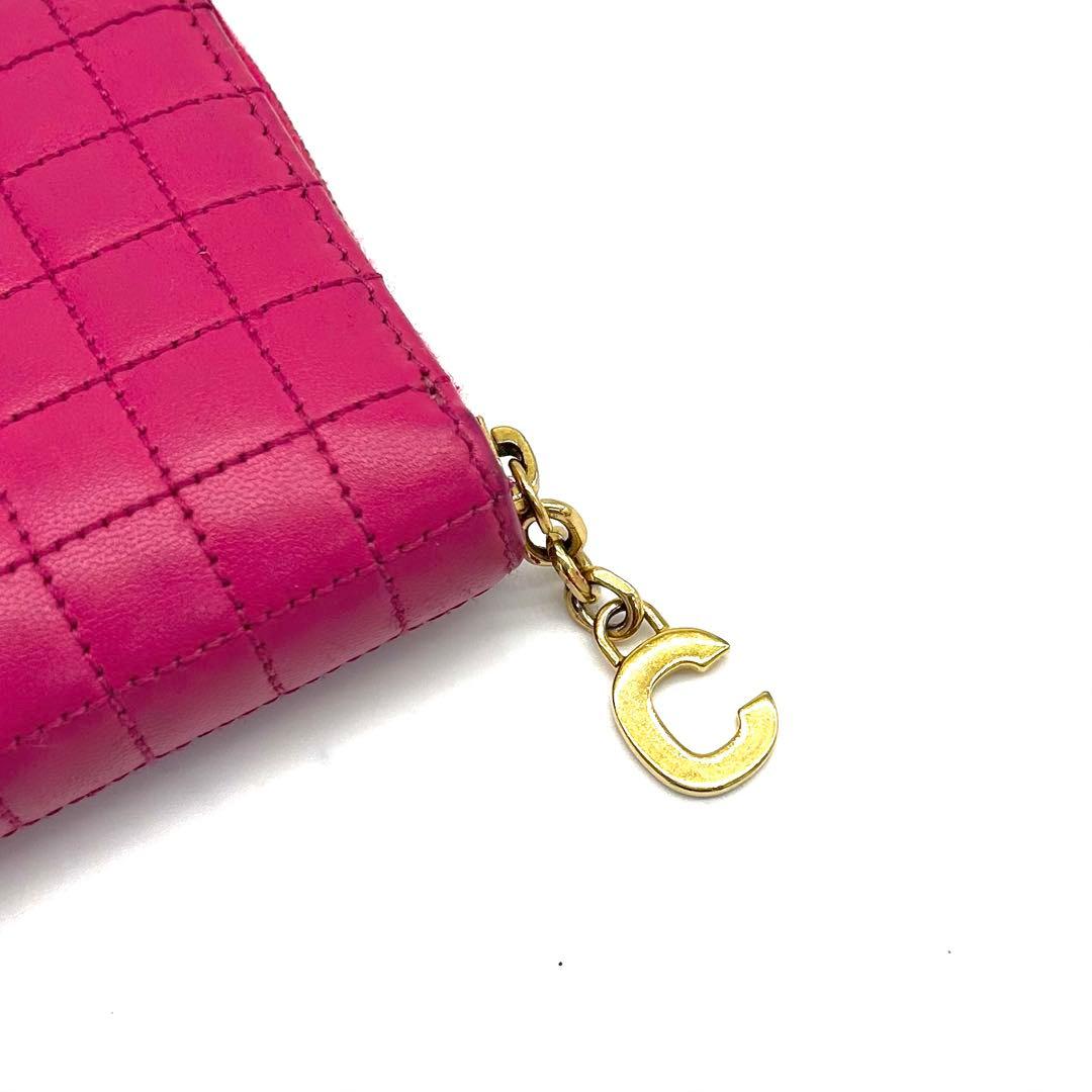 【美品】セリーヌ ケース Cチャーム キルティング ピンク 保存袋付き