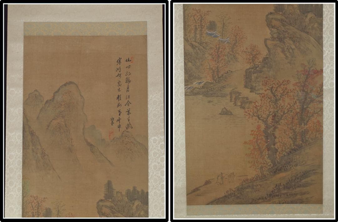 時代の掛軸 山水図肉筆保証 蔵整理不用品処理6 日本 中国X1048C15-