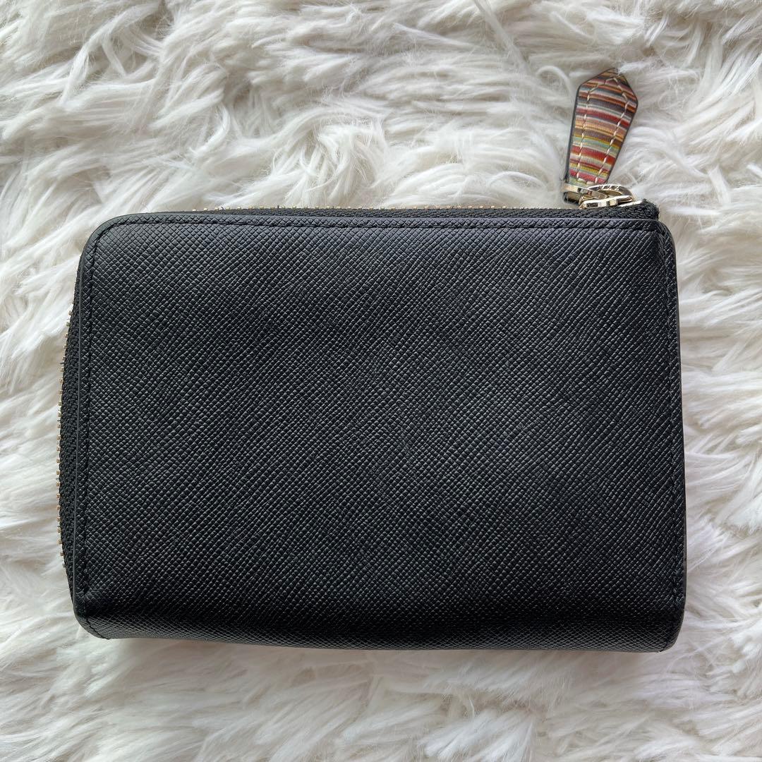 美品✨ポールスミス2つ折り財布ジップストローグレイン2 黒