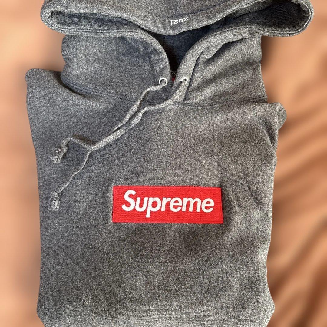 Supreme Box logo hooded チャコールグレー　パーカー