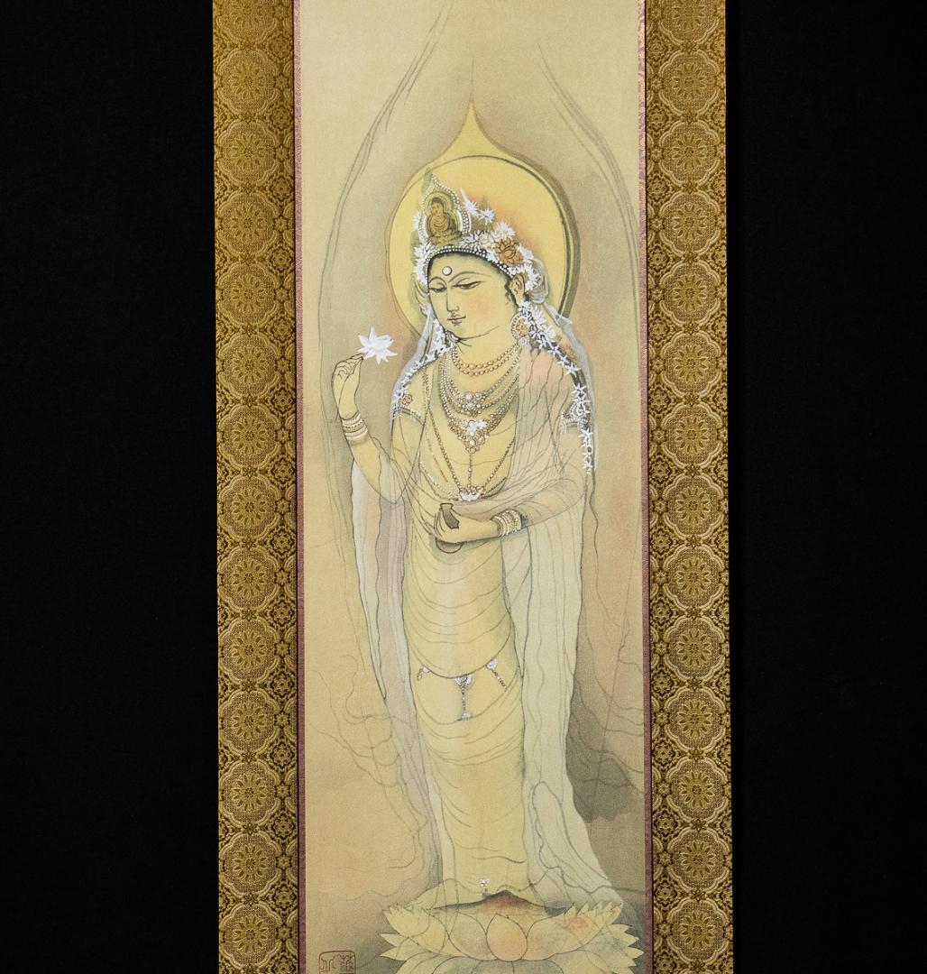 掛軸-1019　村上華岳　聖蓮華　限定木版画　芸艸堂　松田俊蔵彫　米田蔵造摺