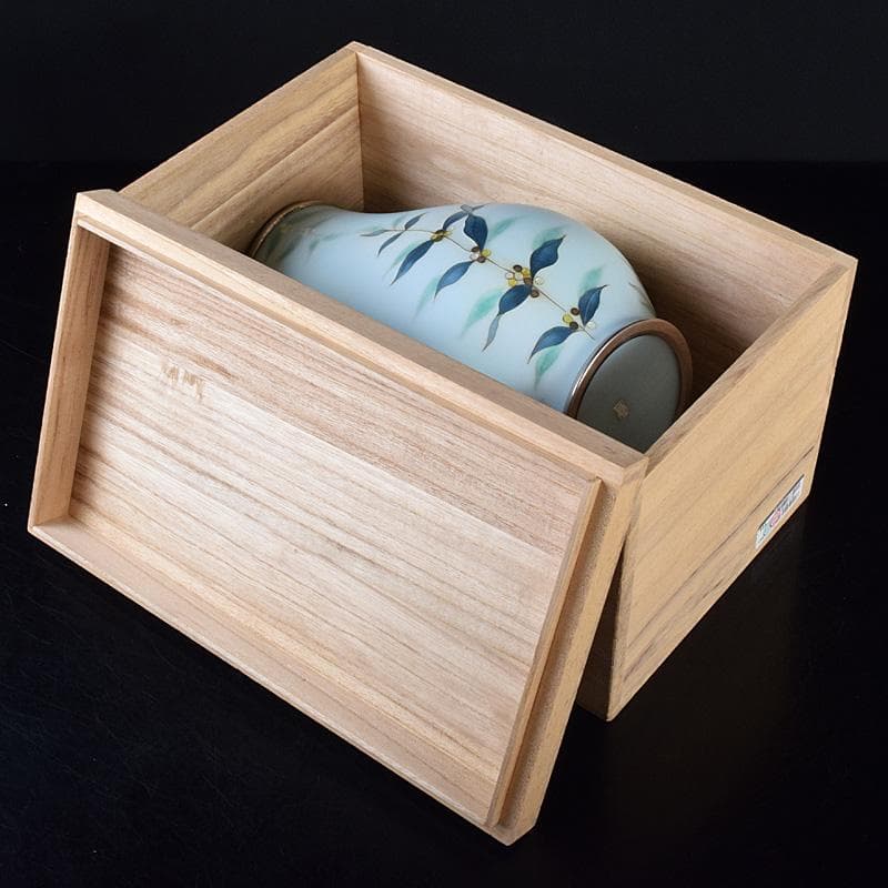 七宝焼　田村七宝工芸　田村幸夫作　草文　花瓶　台付　共箱　M　R7764B