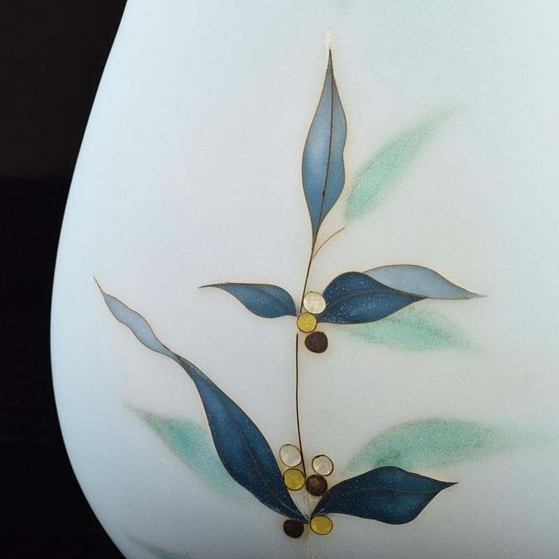 七宝焼　田村七宝工芸　田村幸夫作　草文　花瓶　台付　共箱　M　R7764B