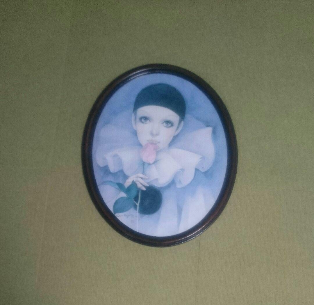 藤田ミラノ 「紫のピエロ」 薔薇 絵画 有名