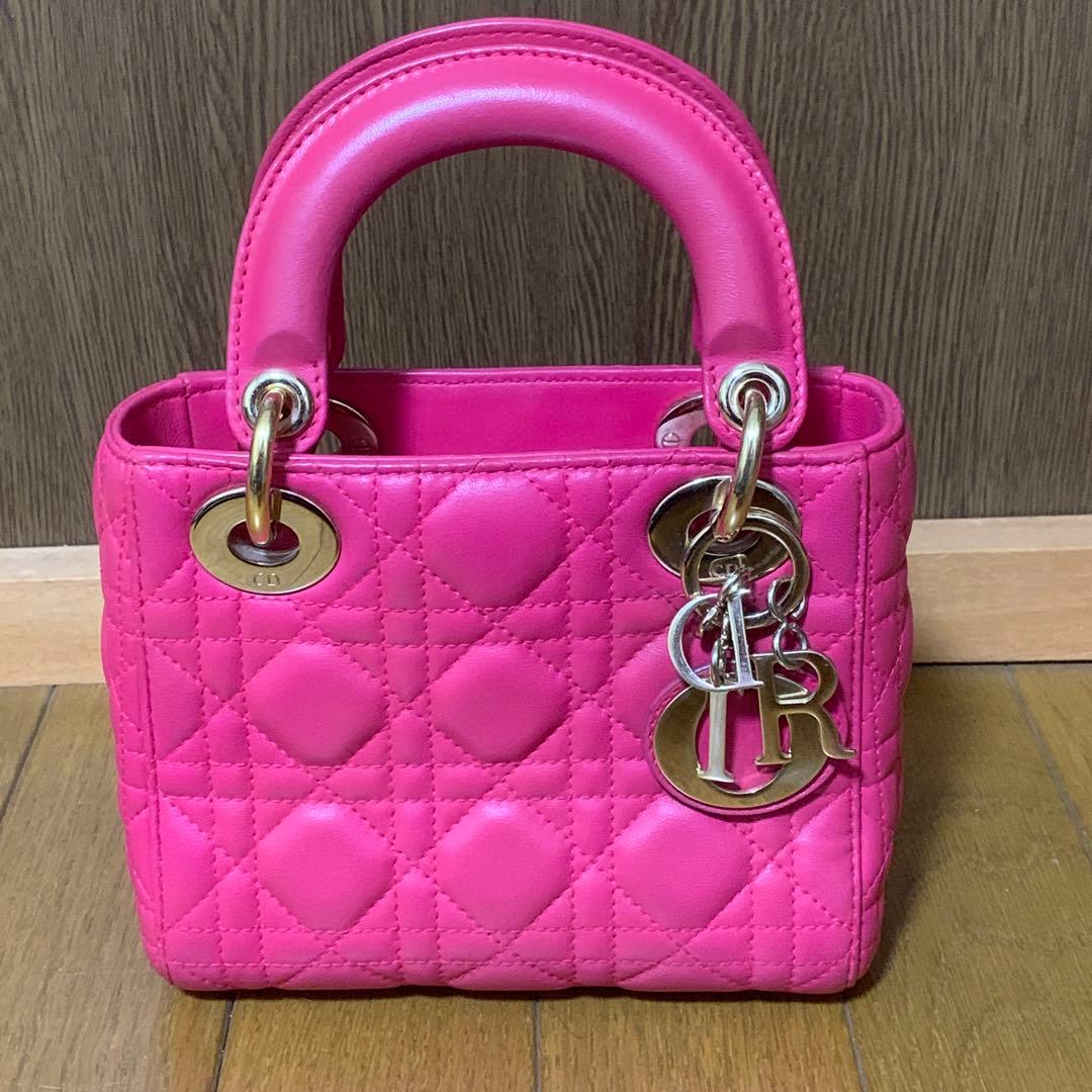 レディディオール　カナージュ ステッチレザー2way ミニハンドバッグ