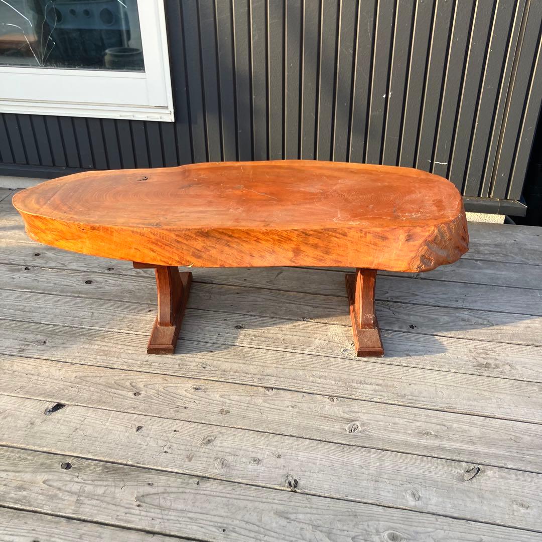 昭和レトロ 銘木 欅材 一枚板 大型座卓 円卓 センターテーブル サイド