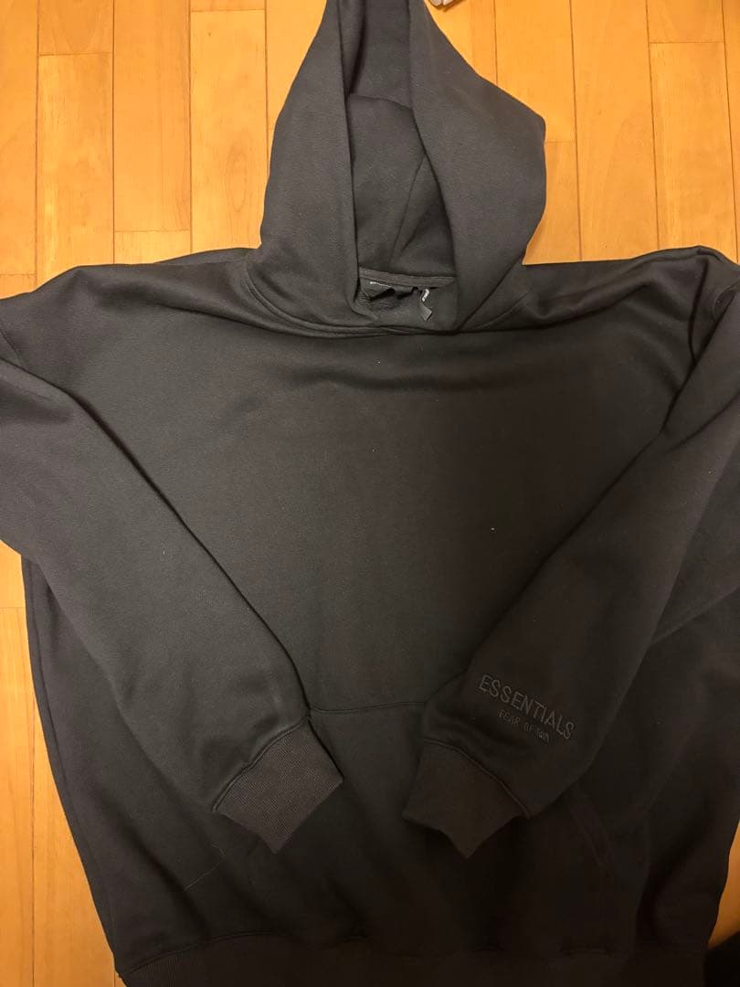 新品　エッセンシャルズ ブラック 反射 ユニセックス パーカー