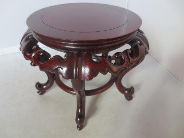 R7/10/10-3　唐木透かし膜高卓　花台　香炉卓　平卓　　盆栽水石花台