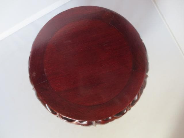 R7/10/10-3　唐木透かし膜高卓　花台　香炉卓　平卓　　盆栽水石花台