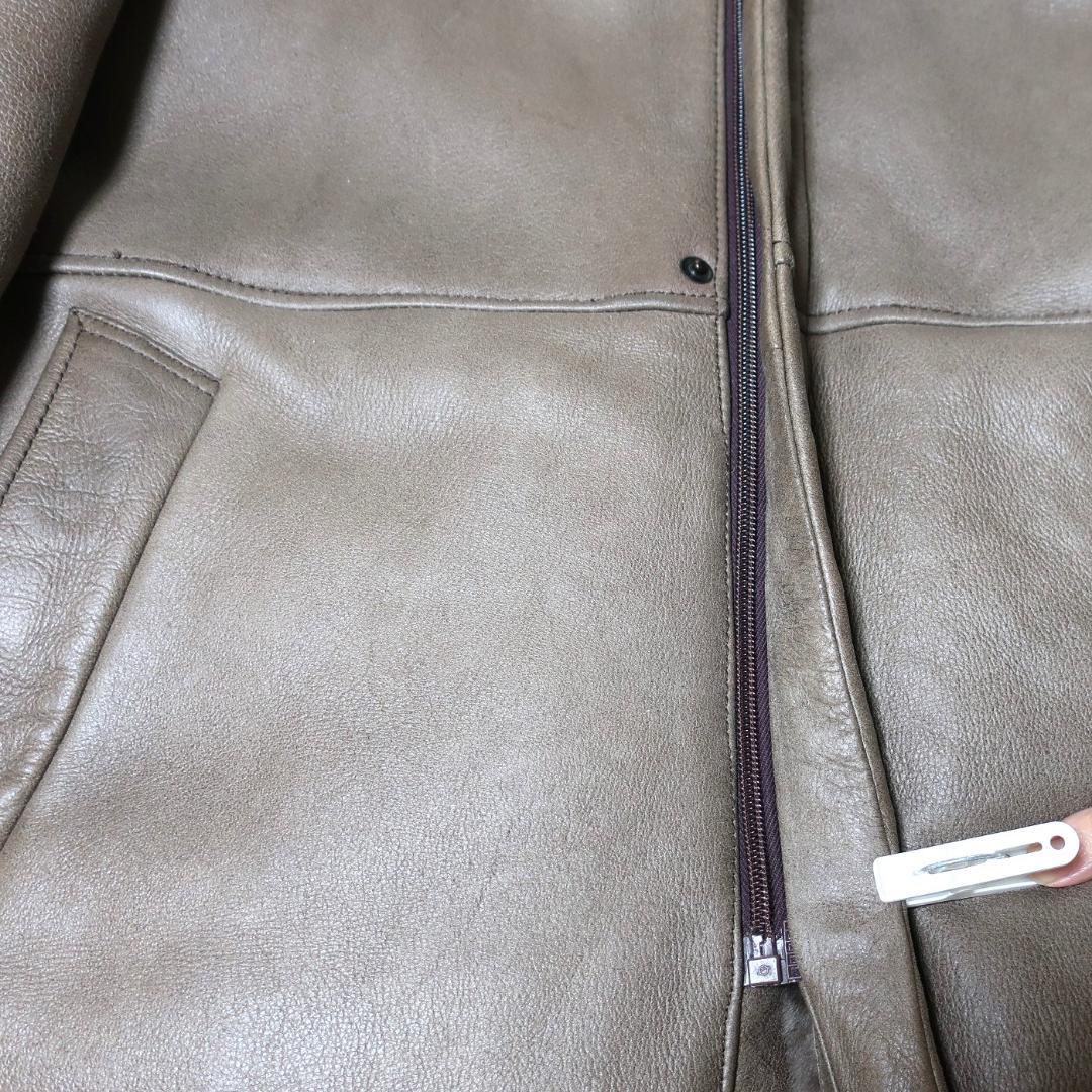 ヴィンテージ メンズスペイン製ムートンコート ラムレザーシアリングコート 茶系