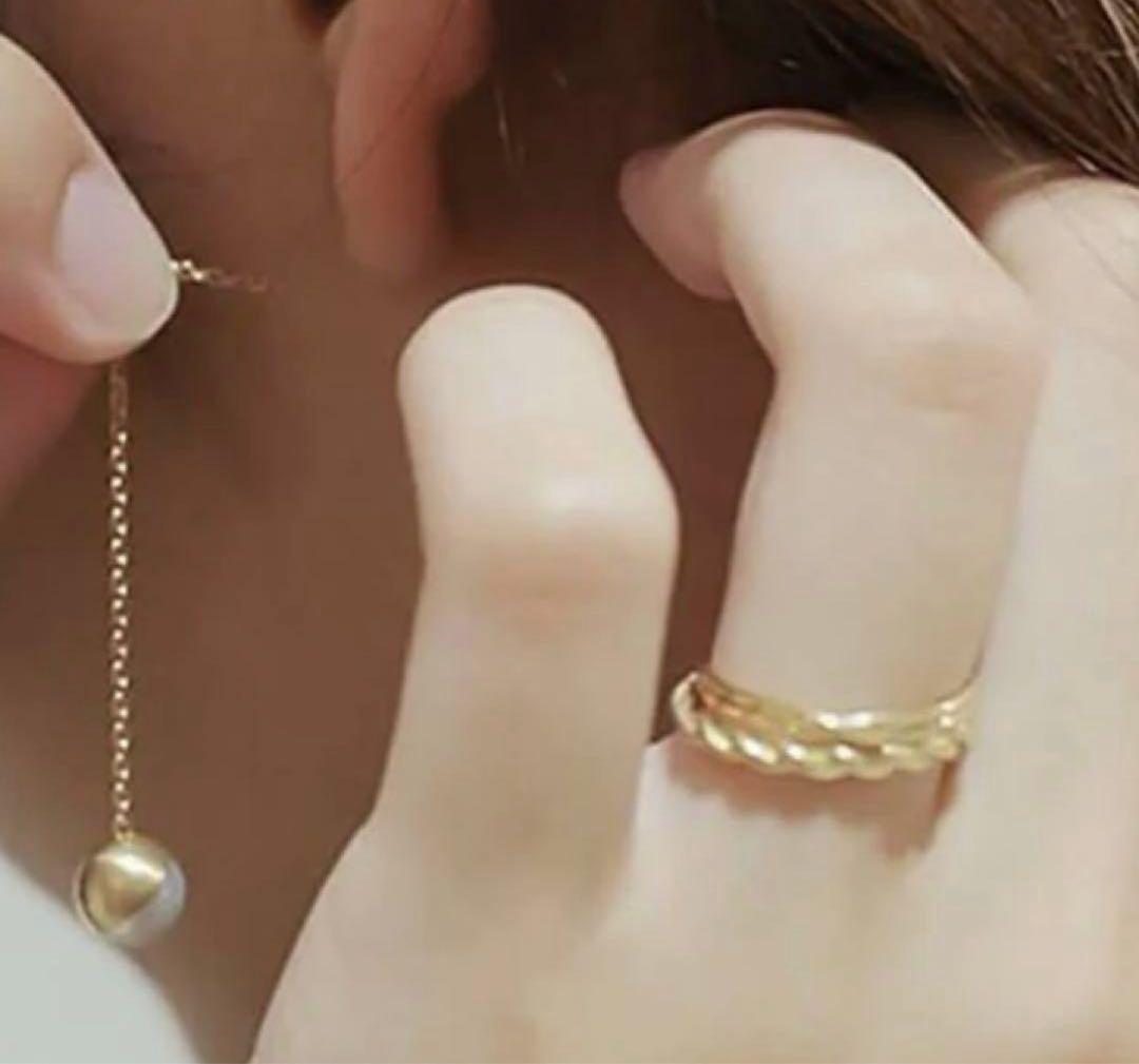 美品　SHIHARA ダブルリング 0.9 K18イエローゴールド