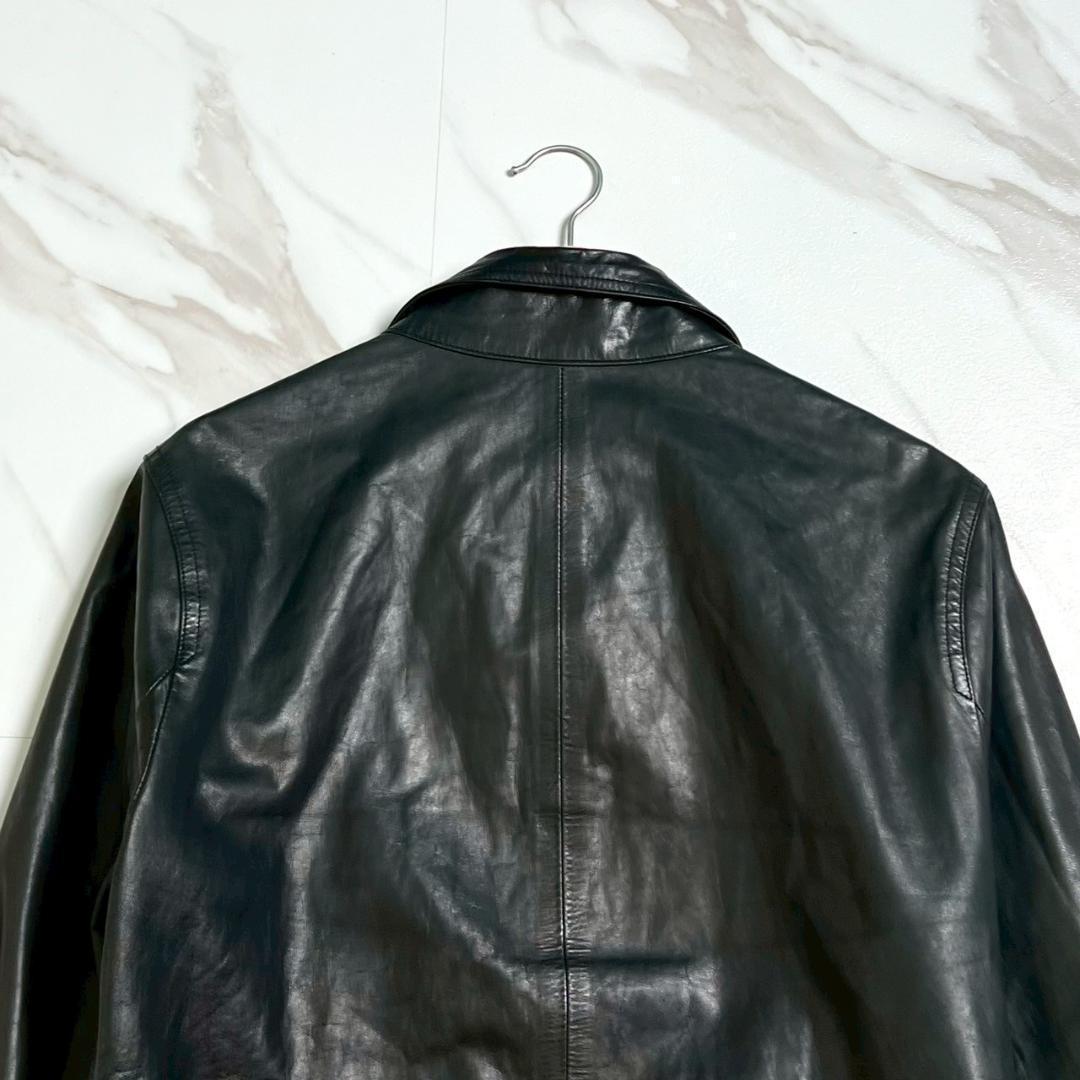 希少 m0851 アニリン シングル ライダース 軽量 薄手レザー ブラック 黒