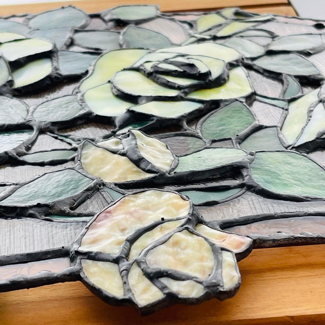 ✮大きめ✮ ステンドグラス 壁掛け 吊り下げ金具付き バラ ハンドメイド