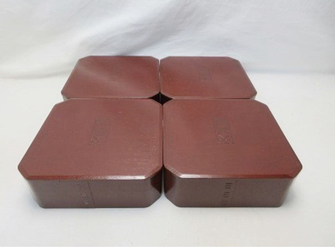 ほぼ未使用 懐石道具 木製 溜塗 大徳寺 弁当 縁高重箱 四客揃 刻印 紙箱