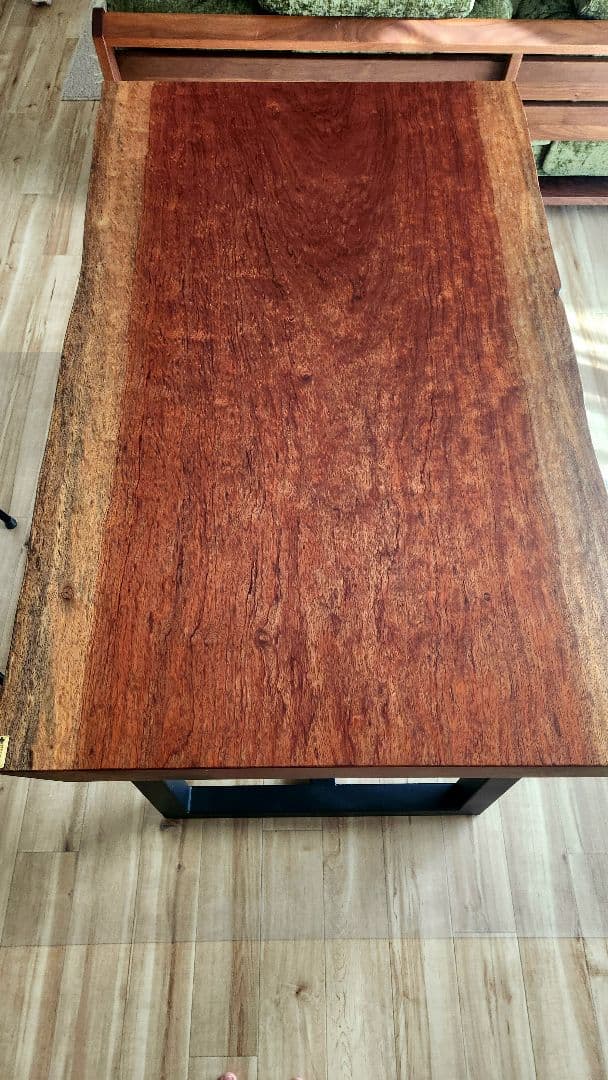 ★アポロ★アトリエモクバ　 ブビンガ(玉杢入り)1枚板ダイニングテーブル