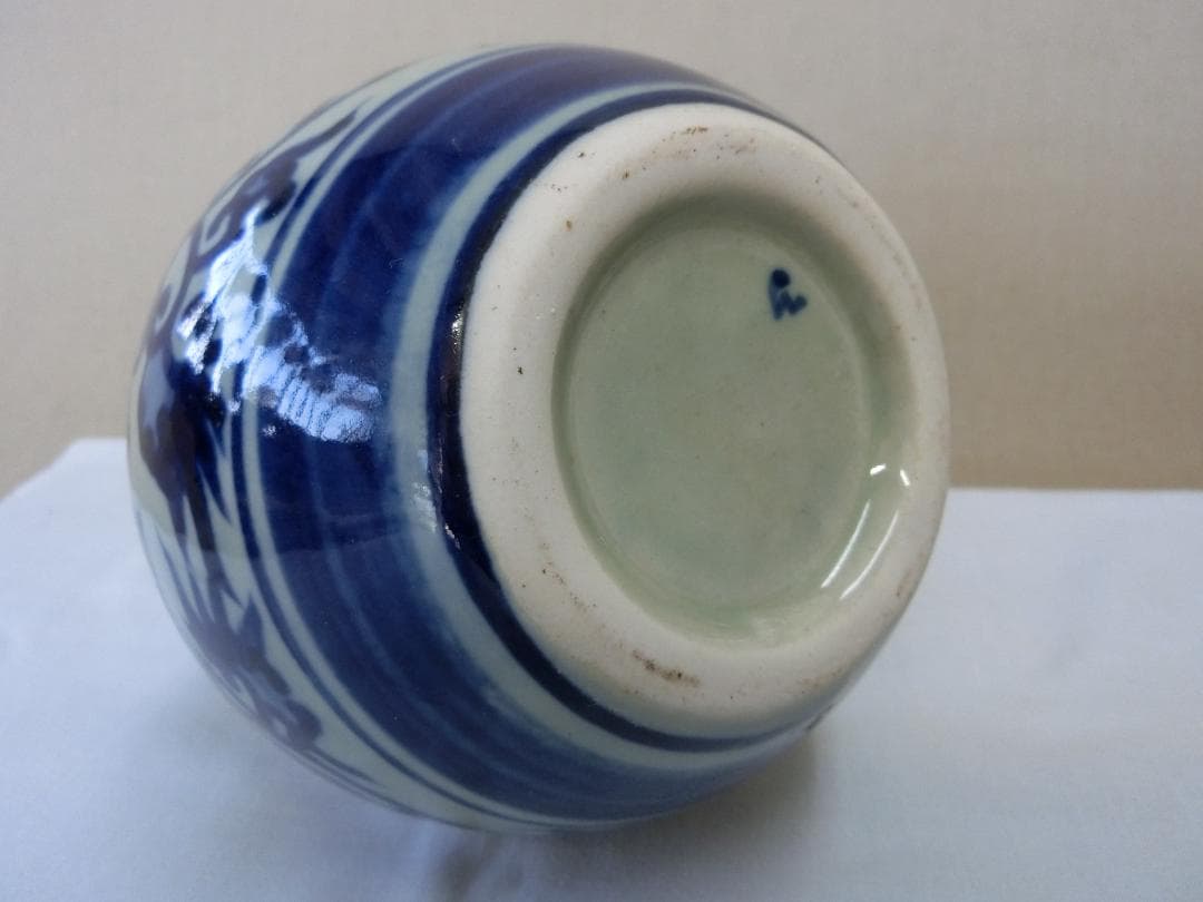 コレクション！【瓢箪徳利　ひさご型　花瓶　つる花染付文　花器・54】◆鑑賞陶磁器