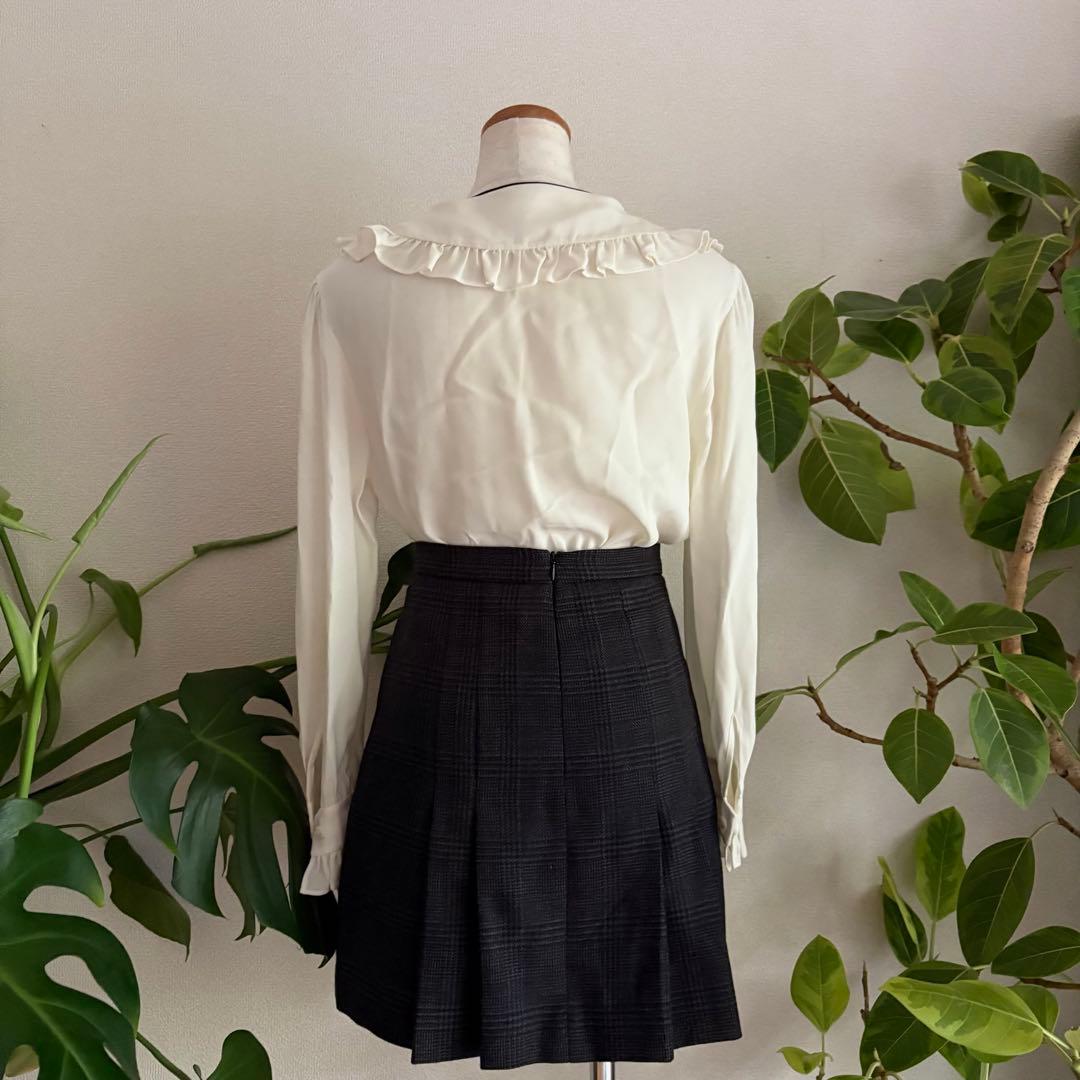 sandroプリーツチェック毛100%ミニスカートay28