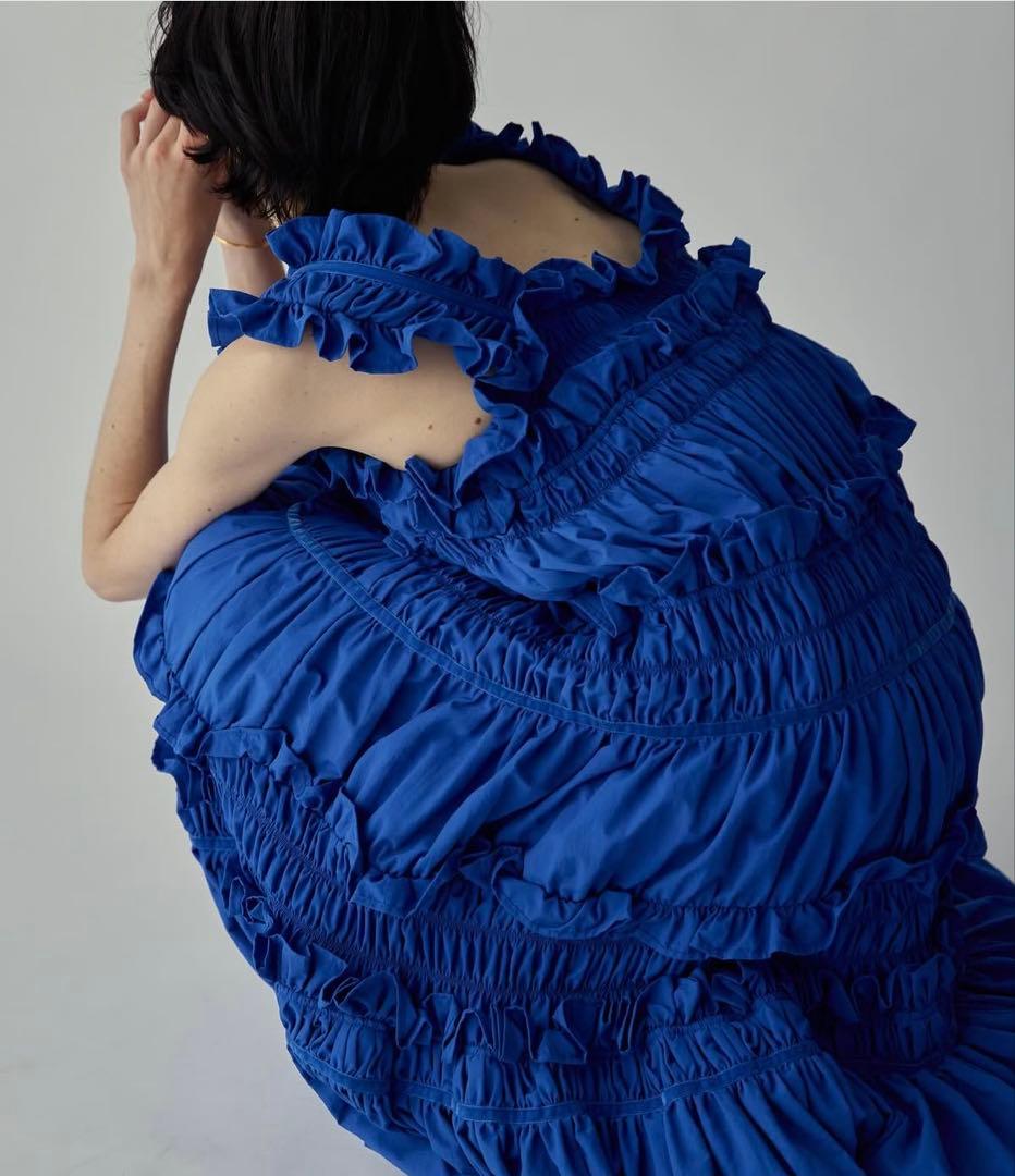 完全未使用PERNA ペルナ　ギャザーフリルキャミワンピース　ブルー