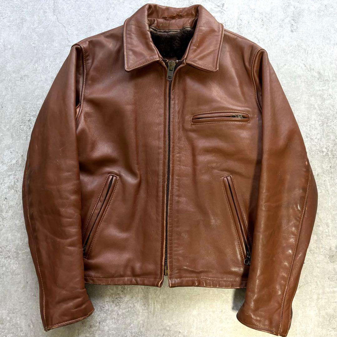 36】Schott ショット ボアライナー レザージャケット 本革 ブラウン