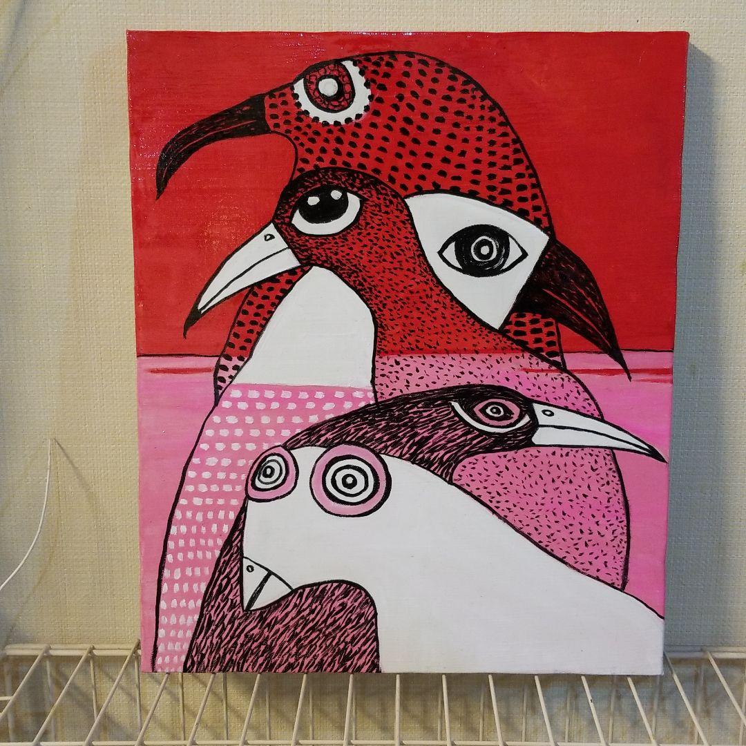 油絵　ロンロンロン　　コンポジション*鳥 油絵 ロンロンロン コンポジション*鳥 油絵 ロンロンロン様専用 コン