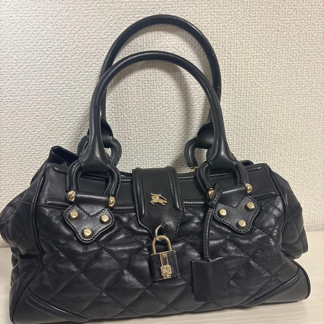 ノバチェック ホースロゴ　レザー　キルティング　トートバッグ