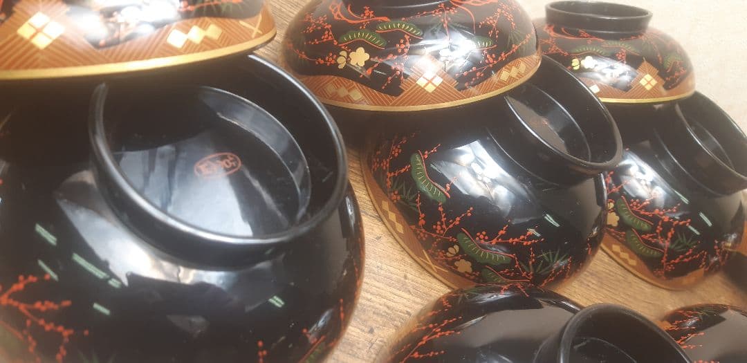 ☆松竹梅 蒔絵 煮物湾 10客セット☆ 漆器 浄法寺 秀衡椀 南部 懐石