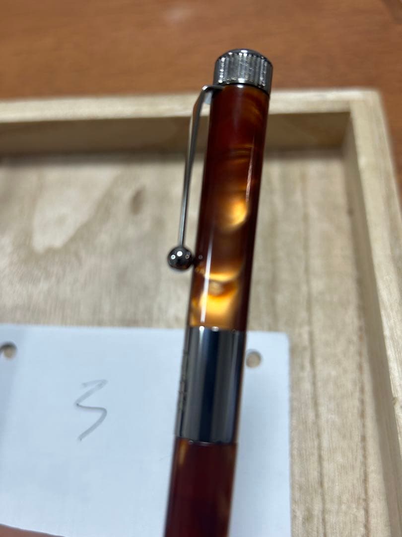ROMEO ロメオ No.3細軸 ボールペン イタリアンアンバー専用ケース付き