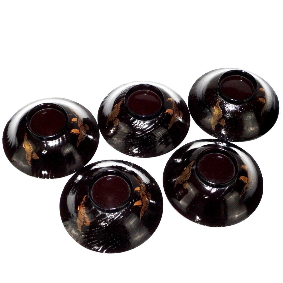 金蒔絵 千羽鳥 木製漆器 輪島金沢能登 汁椀　蓋碗 黒小吸物碗　文政元戌寅之歲