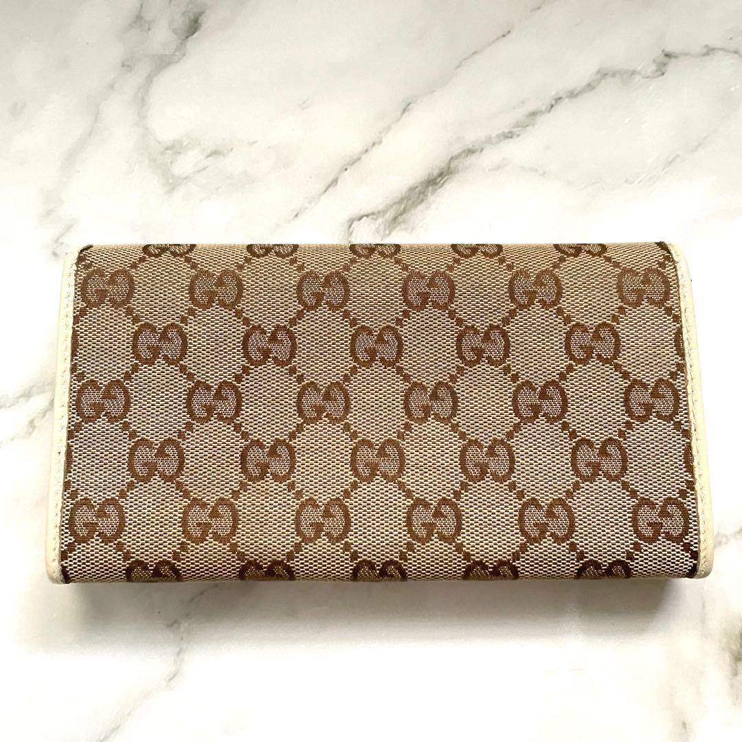 GUCCI グッチ 長財布 GGキャンバス ロゴプレート 折り財布 0115-⑧
