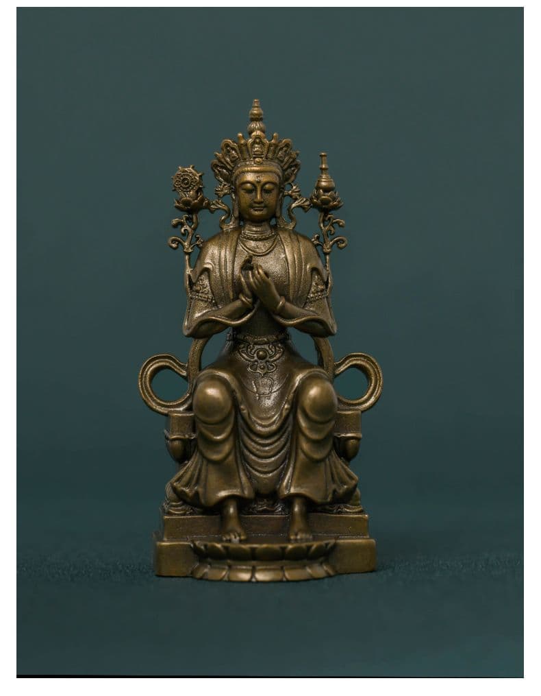 仏教美術 仏像 小仏像 天冠弥勒仏像 銅製品 鎮宅辟邪 開運風水 招財 置物