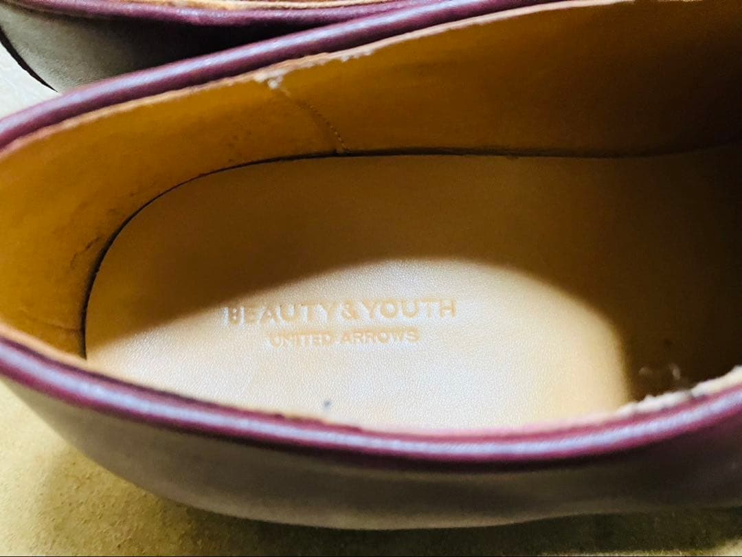 【美品】ユナイテッドアローズ　チロリアンシューズ　レザーシューズ　ワインレッド