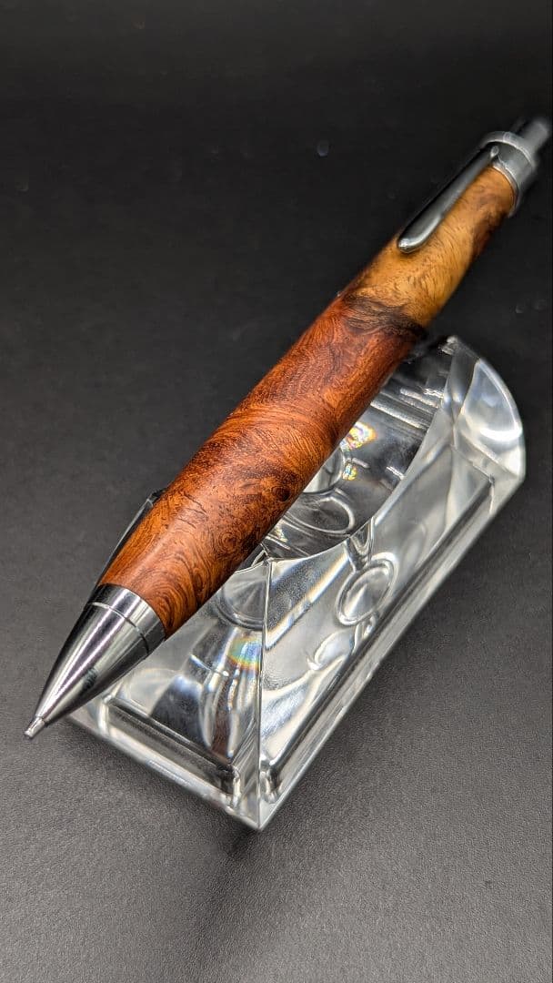 52 ペン工房翌檜花梨紅白源平瘤杢木軸シャーペン木軸ボールペン