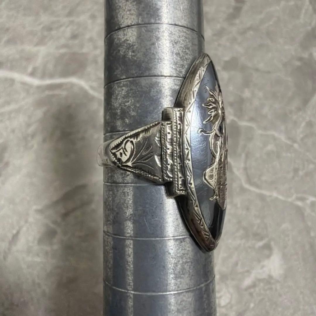 【希少】ヴィンテージ シルバーリング ニエロ 12号 レア 彫金