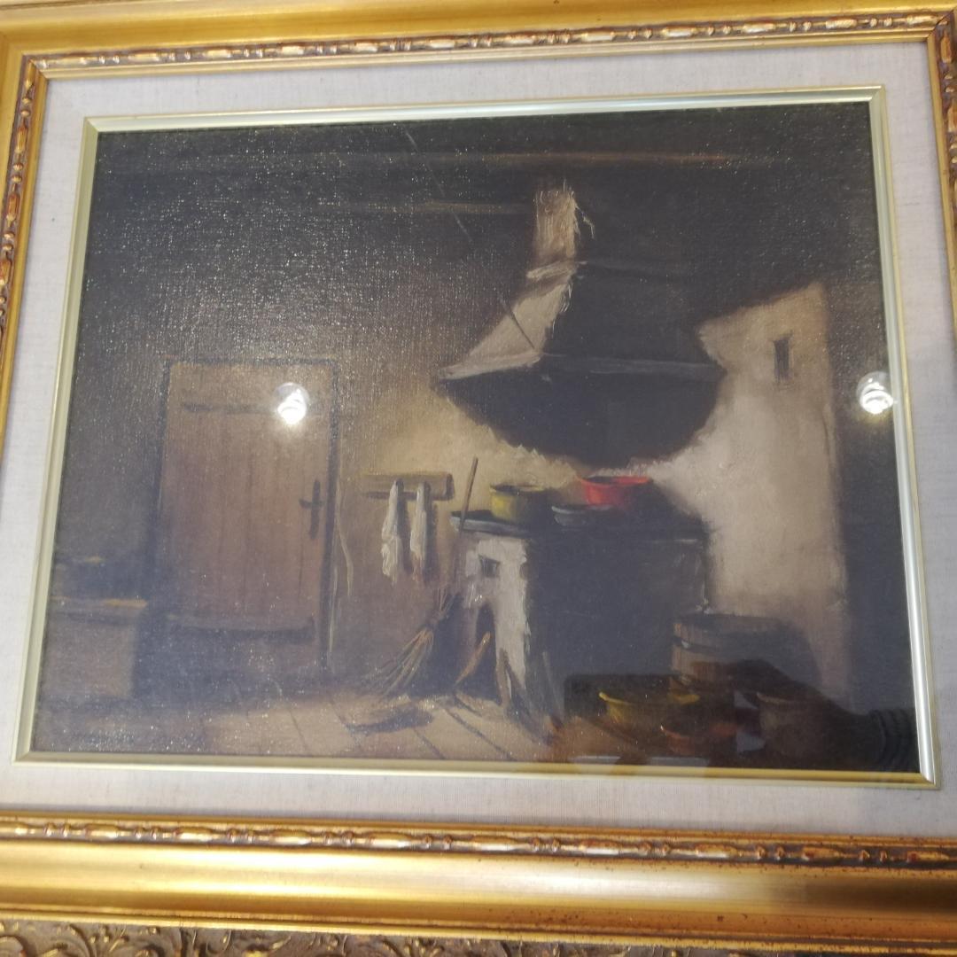 希少♠Jarosław Wojtkowiak　油彩「Kitchen (台所)」