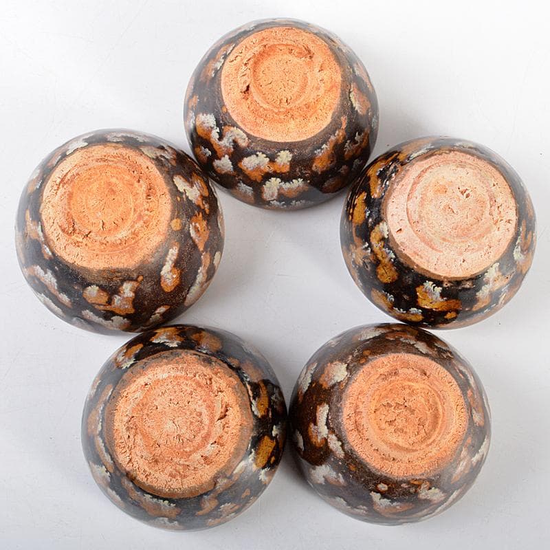 中国 吉州窯 玳玻天目 煎茶碗 五客 F R5571