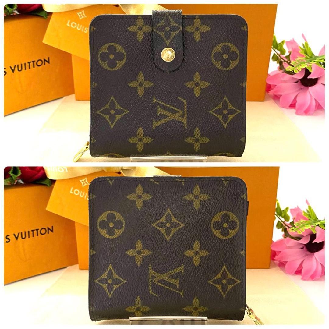 ルイ ヴィトン◎コンパクトジップ 二つ折り財布 ラウンドファスナー モノグラム