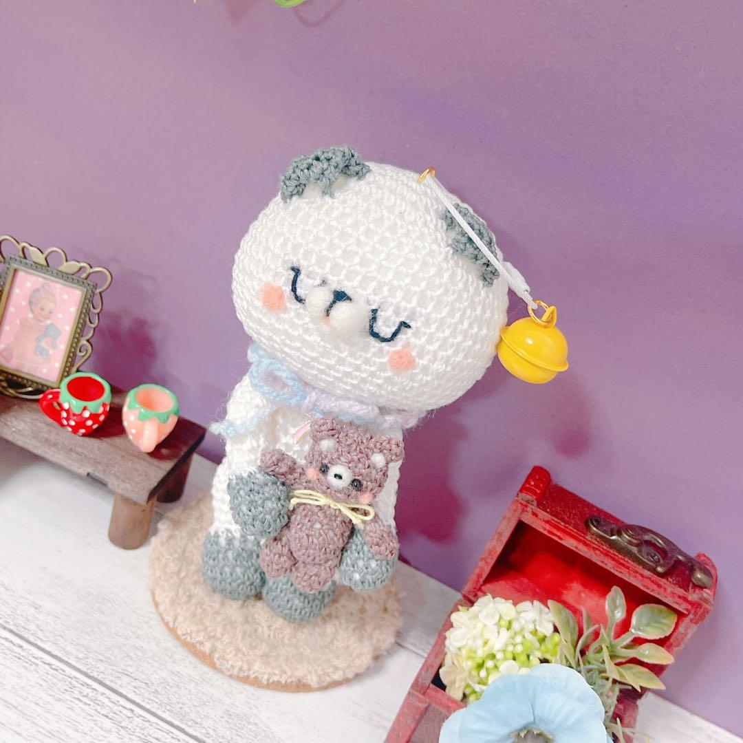 あみぐるみ　おしゃれ大好きペタンコペタうさちゃんリングキーホルダー☺︎他２点