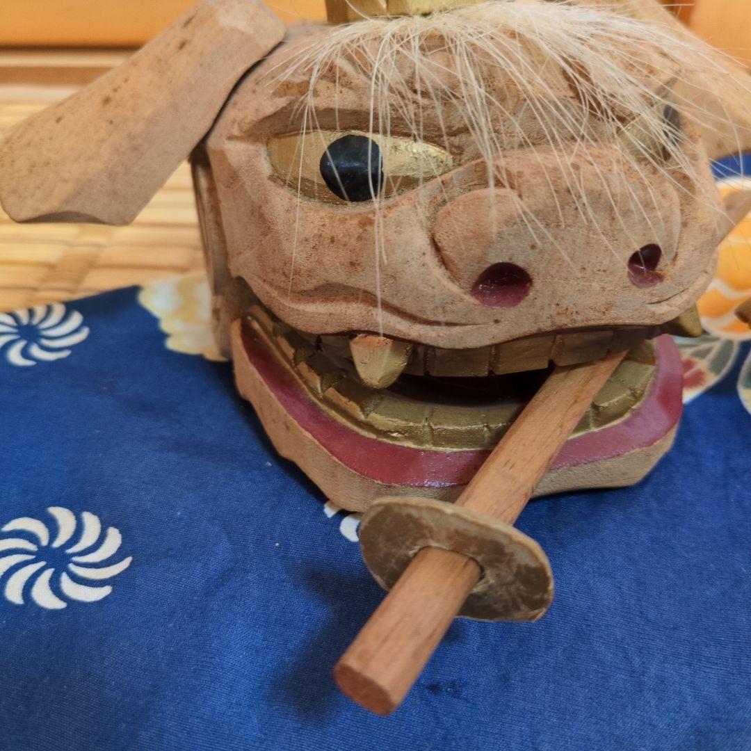 木製 加賀獅子舞 置物 2体セット