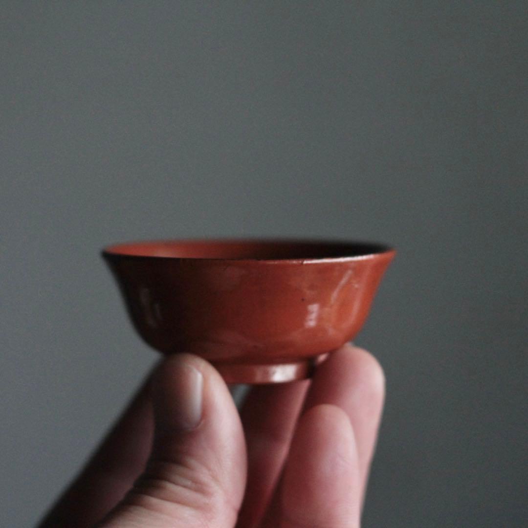 希少！古い 朱塗り 漆器 盃 ちょこ 酒器 古道具 古美術 アンティーク