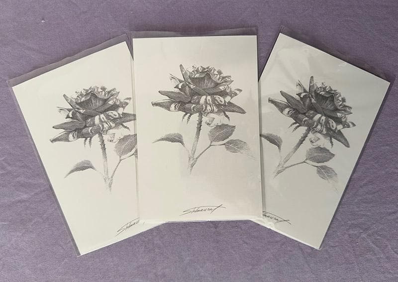 鉛筆アート「マーブル・ローズ」1点物、真筆